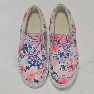 Lilly Pulitzer Pink and Blue Floral Sneakers Sz 7